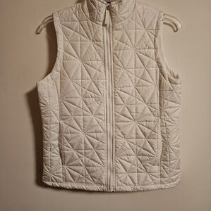 Jane Ashley Winter White Quilted Vest Full Zip With Pockets XL